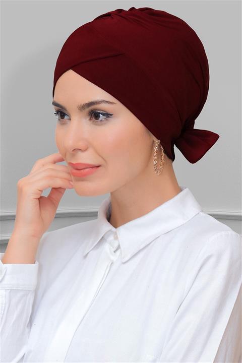 HÜRREM BONE Kadın Bordo Çapraz Papyonlu Bone