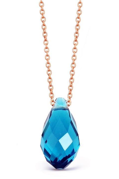 Argentum Concept Mavi Kristal Kuvarslı Gümüş Zincirli Kolye - N122001