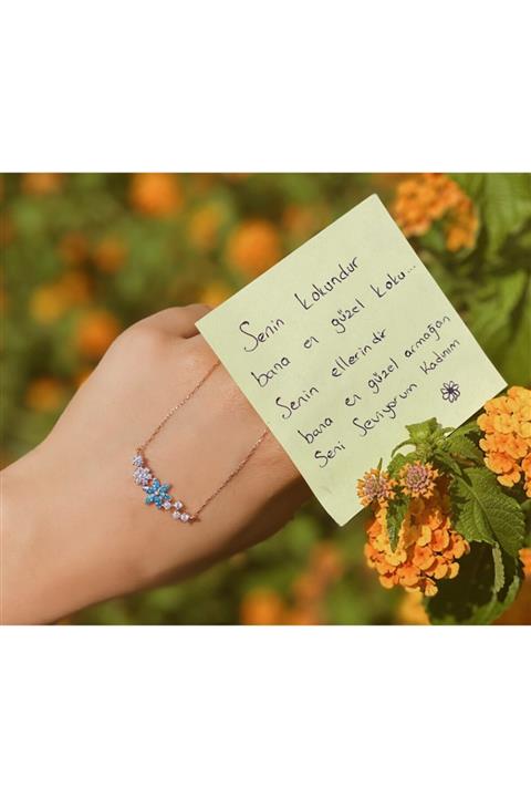 Armes Silver Unutma Beni Çiçeği 14k Rose Gold Kaplama Kadın Kolye