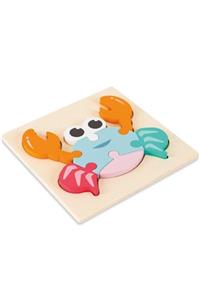 MAYA BABY Montessori Ahşap Eğitici Üç Boyutlu 3d Yengeç Puzzle