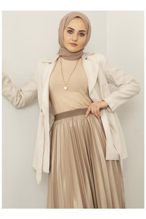 enatölye Deri Görünümlü Etek