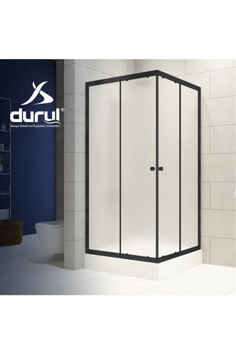 Durul Duşakabin 90x90 Kare Siyah Buzlu Cam Yükseklik 195cm