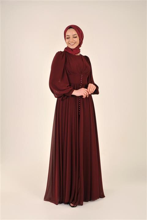 Hennin Prenses Tesettür Abiye - Bordo