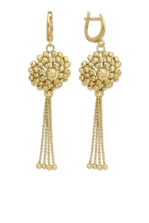 Aslı Gold Çiçek Örgü Altın Dorika Küpe