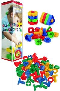 Retoys Eğitici Geometrik Somun Civata Yapı Blokları 65 Parça 4 Renk 4 Şekil Fma06119