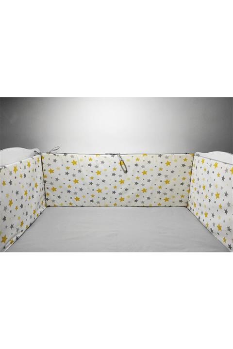 modastra Sarı Ve Beyaz Renk Yıldız Desen 90x190 Beşik Kenar Koruma
