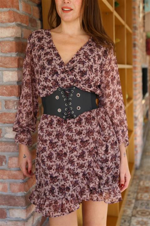 MELL BUTİK Kadın Siyah Kalın Lastikli Kemer