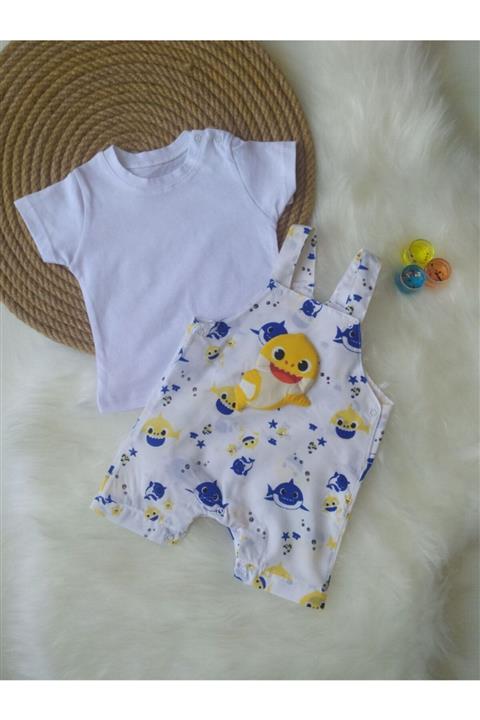 Tiny World Unisex Bebek Balık Desenli Salopet