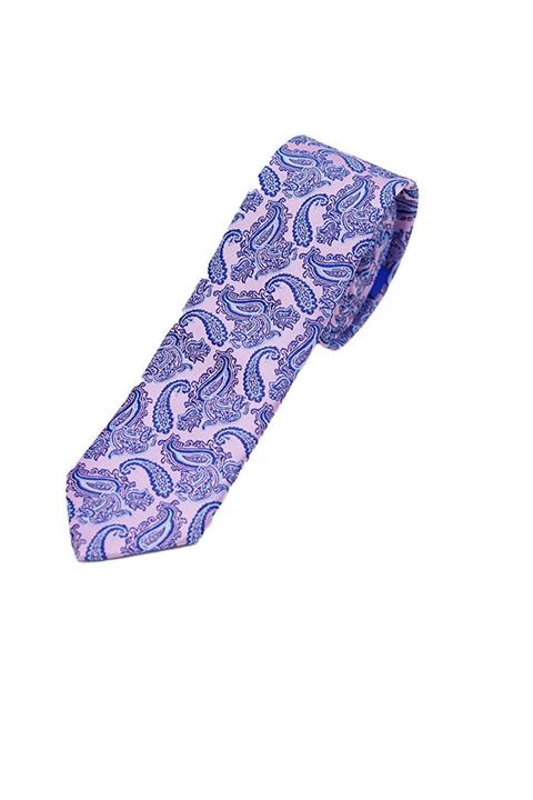 ROMASTER Pembe Renk Çiçek Desenli Slim Fit Erkek Kravat