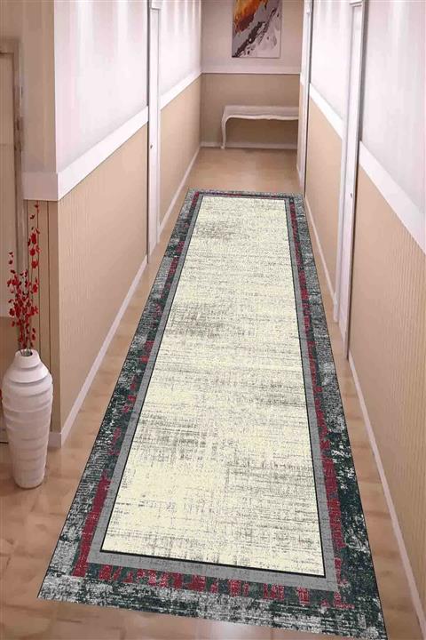 SUNTEKS HOME Dijital Baskı Kaymaz Taban Kırmızı Yaldız Desen Yolluk Halı