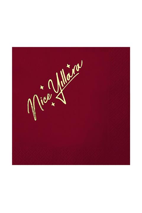 Story 33 X 33 Cm Altın Varak Nice Yıllara Desenli 16'lı Bordo Renkli Kağıt Peçete