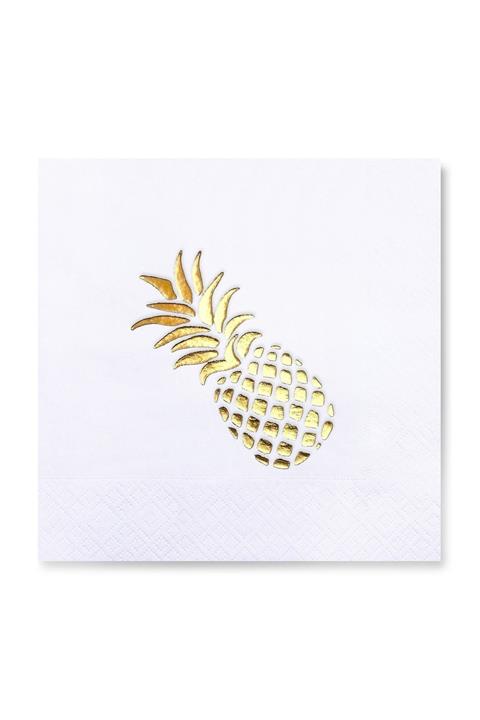 Story 33x33 Cm Altın Varak Ananas Desenli Beyaz Renkli Peçete