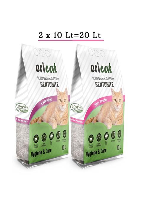 ericat Lavanta Ve Bebek Pudrası Kokulu Kedi Kumu-10 Litre X 2 Adet