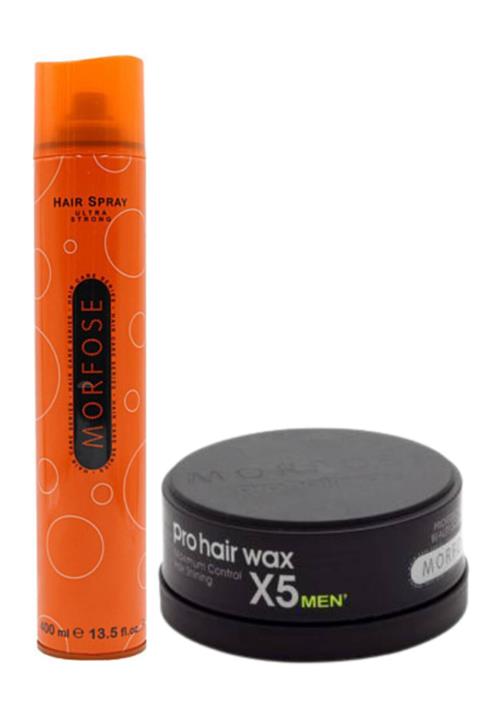 Morfose Saç Spreyi Turuncu 400ml + Morfoze Pro Hair Wax X5 Men Maximum Cont. 150ml