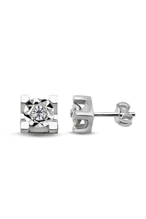 Kirkor Kevork Kara Kadın Efektli Pırlanta Tektaş Küpe 0.04ct Gvs 14 ayar 1.92gr