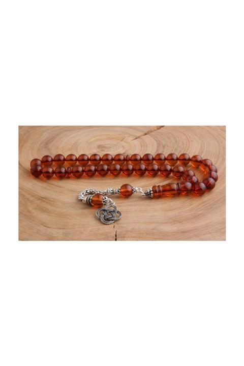 Tesbihsepetim Damla Kehribar Özel Gümüş Püsküllü Tesbih