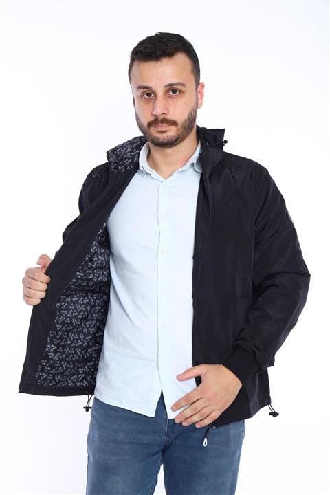 Escetic Erkek Siyah Yağmurluk