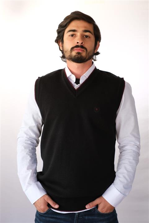 by dufri Erkek Siyah V Yaka Triko Süveter 5256