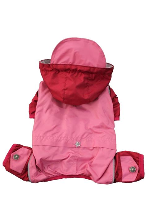 Pawstar Pink Raincoat Romper Köpek Tulum Yağmurluğu Küçük Irk Köpek Kıyafeti