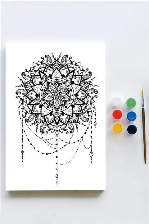 Postermanya Mandala Tuval Kanvas Tablo Boyama Hobi Seti 6 (40x60cm)