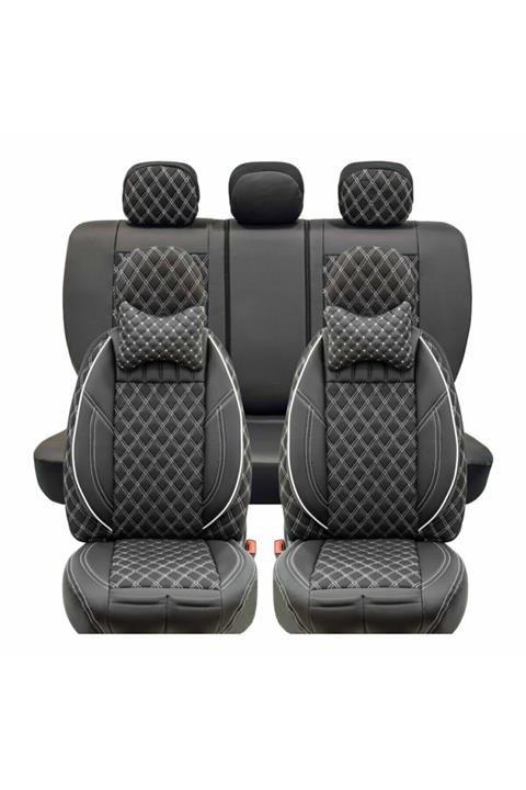 Stil Skoda Kamiq Lüks Yarı Deri Oto Koltuk Kılıfı Ön/arka Set