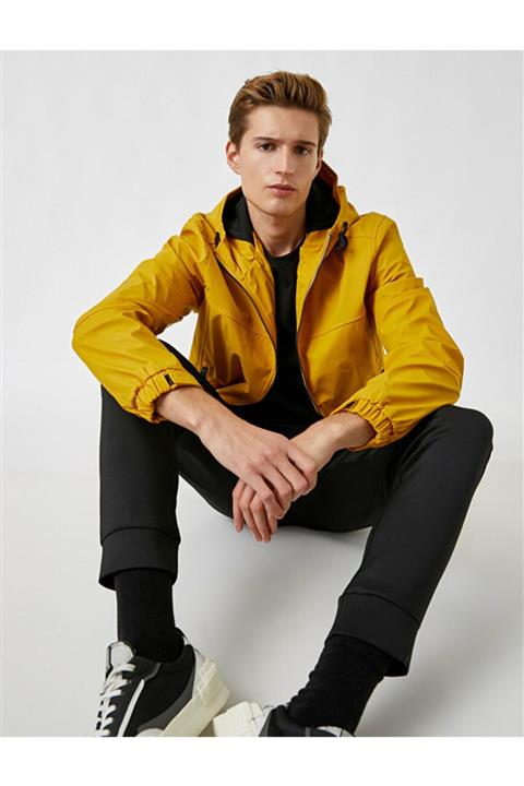 Koton Kapşonlu Yağmurluk Mont Fermuar Cepli