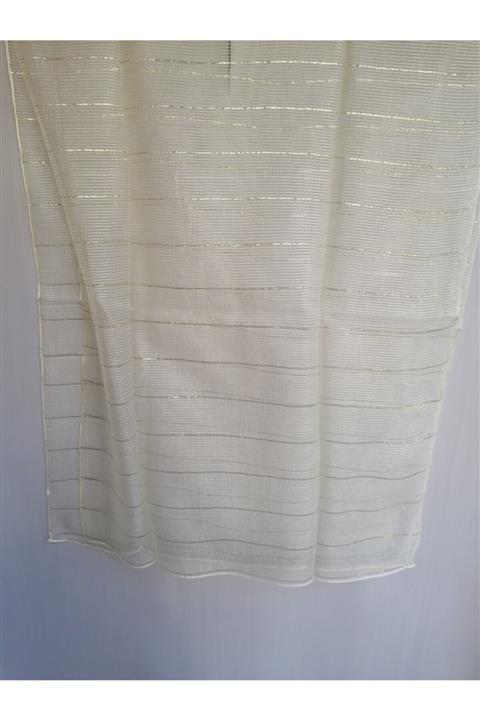 Butik Tülin Kadın Açık Sarı Otantik Ipek Altın Simli Fular