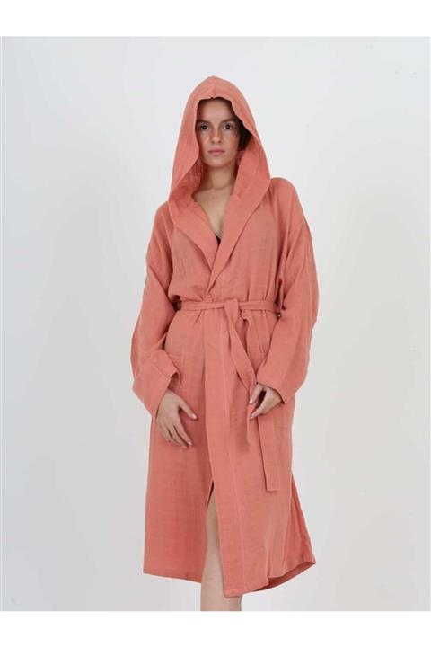 Lunanino Yetişkin Müslin Bornoz Terracota