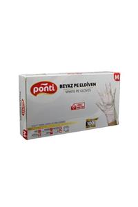 ponti Gloves Beyaz Pudrasız Tek Kullanımlık Pe Eldiven 100'lü