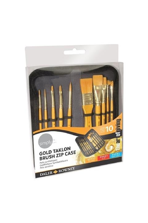 Daler Rowney Gold Taklon 10'lu Çantalı Fırça Seti 216929010