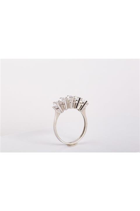 NAR ALTIN Kadın Beyaz 14 Ayar Altın 5 Taş Yüzük