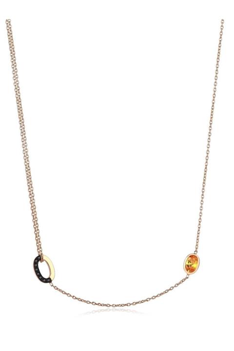 DİAMOND BY Naci Şenocaklı Siyah Pırlanta Ve Sitrin Ile Işlenmiş 14 Ayar Rose Gold Özel Üretim Kolye