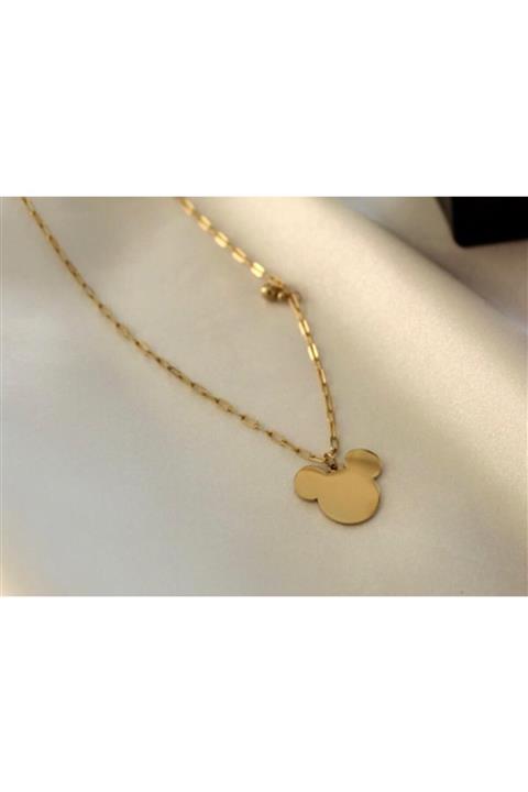 Lavida.Accessory Mickey Mouse Gold Çelik Kolye