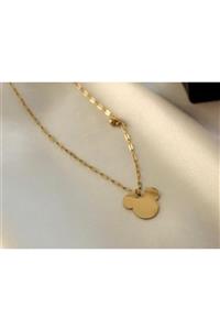 Lavida.Accessory Mickey Mouse Gold Çelik Kolye