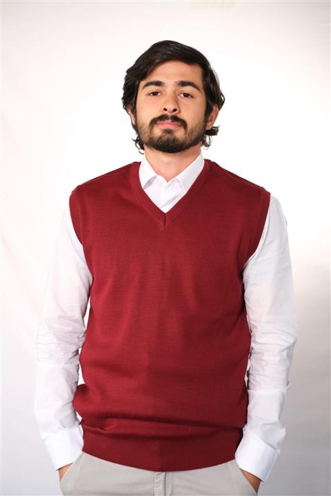 by dufri Erkek Kırmızı V Yaka Triko Süveter 1029