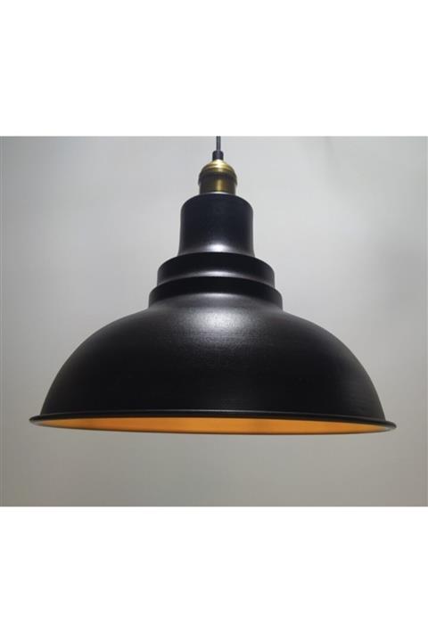 POWERLİGHT Retro Rustik Metal Sarkıt Avize Eskitme Duylu Siyah Içi Altın