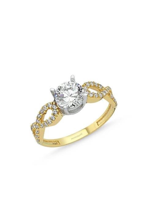 Sembol Gold Altın Tektaş 0.85 Karat Yüzük Zirconia Sonsuzluk Yüzük