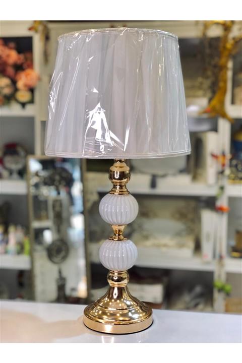Levn Home Beyaz-gold Detaylı Şık Abajur