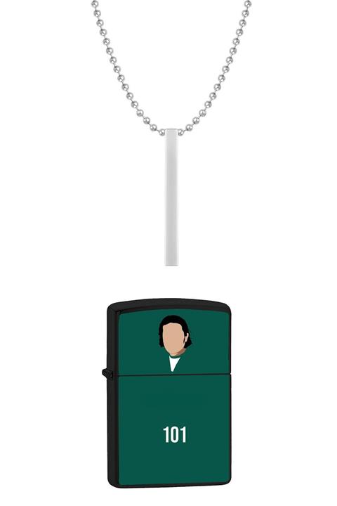 Noon Collection Noon Squid Game 101 Numara Figürlü Siyah Çakmak/kolye Set Nn9190-02