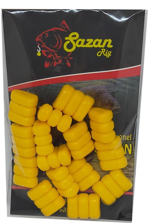 SAZAN RİG 3 Lü Yüzen Mısır Boncuk Sarı ( Dar Delik)