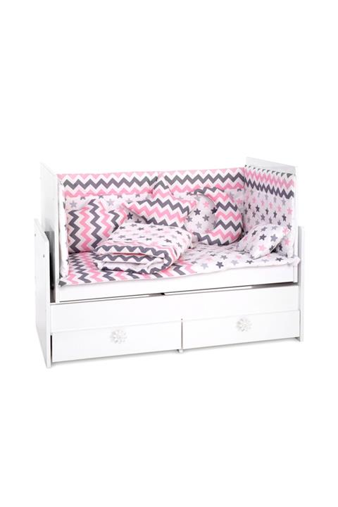 Sluupy Sluupy Pembe Gri Zigzag Tıldız Bebek Uyku Seti 70x130 7 Parça