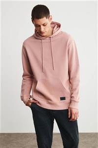 GRIMELANGE Jorge Erkek Pembe Düz Renk Kapüşonlu Comfort Sweatshirt