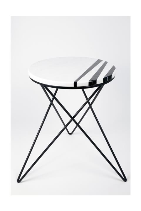 3Wdesign 3 Line Siyah Beyaz Mermer Sehpa