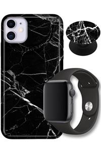 Cekuonline Apple Watch 3 Uyumlu 42 mm Kordon Ve Iphone 12 Desenli Kılıf Ve Popsocket