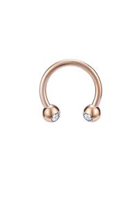 Cadının Dükkanı Cerrahi Çelik Taşlı Rose Rengi Kulak-dudak-burun Piercing (iç Çap 8 Mm)