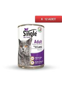 SINGLE Kuzu Etli Kedi Konservesi 415 Gr (12 Adet)