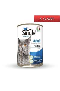 SINGLE Balıklı Kedi Konservesi 415 Gr (12 Adet)