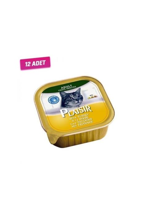 Plaisir 12 Adet - Hindili Pate Kedi Konservesi 100 gr