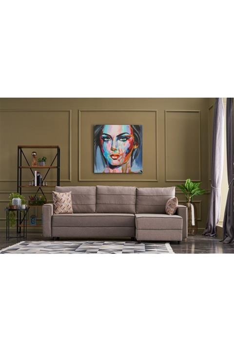 Evdebiz Yataklı Sandıklı Sağ Köşe Krem