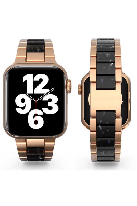 EHZ TEKNOLOJİ Apple Watch 2 3 4 5 6 Se 38mm 2 3 4 5 6 Se Metal Gövde Üzerinde Renkli Reçine Taşlı Tasarım Kordon